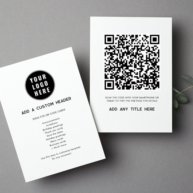 Anpassningsbar QR-Logotyp - modernt Trendig Anteckningskort (QR Code Business Logo Wedding Invitation Ideas Note Card)