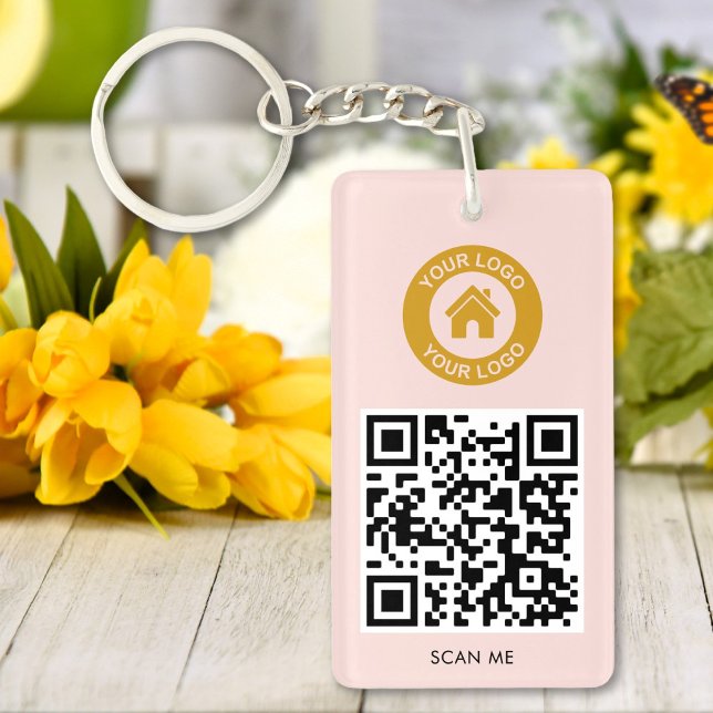 Anpassningsbar QR Logotyp Text Elegant  Rosa (Skapare uppladdad)