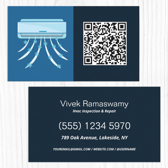 Anpassningsbar QR Luft-konditionering HVAC Visitkort (Custom QR Air Conditioning HVAC Business Cards)