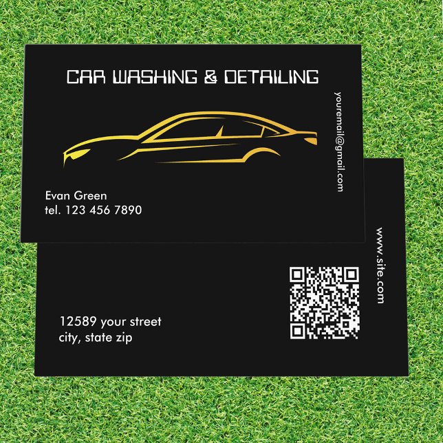 Anpassningsbar QR Luxurious Car Detection Visitkort (Car Detailing Cards)