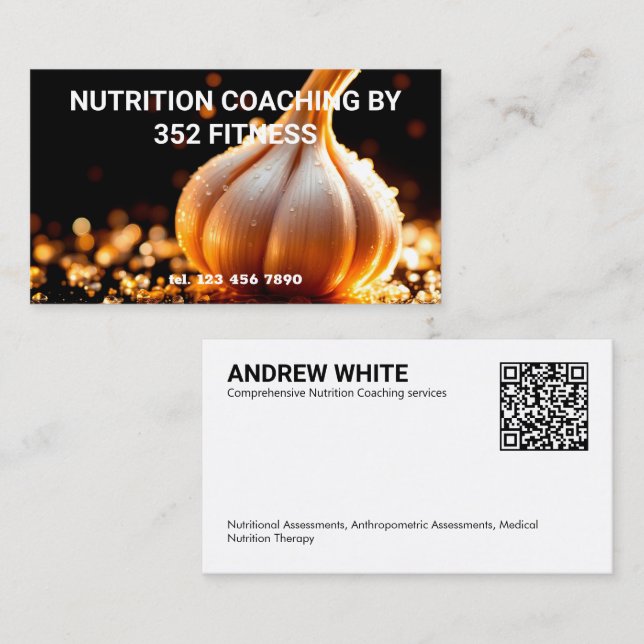 Anpassningsbar QR Nutrition Coach Visitkort (Fram/baksida)