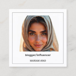 Anpassningsbar QR och foto för Influencer Bloggare Fyrkantigt Visitkort