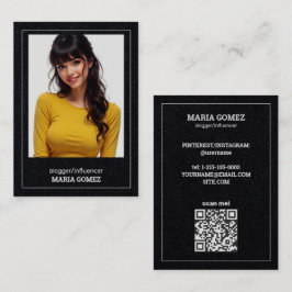Anpassningsbar QR och foto för Influencer Bloggare Visitkort