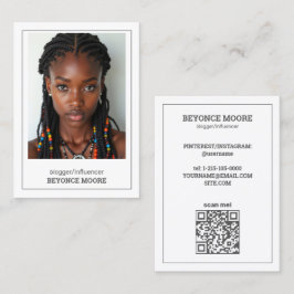 Anpassningsbar QR och foto för Influencer Bloggare Visitkort