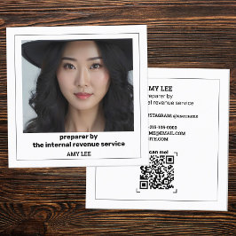Anpassningsbar QR och foto för momsförberedare Fyrkantigt Visitkort