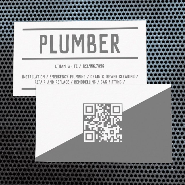 Anpassningsbar QR-planering Visitkort (Custom QR Plumbing Business Cards)