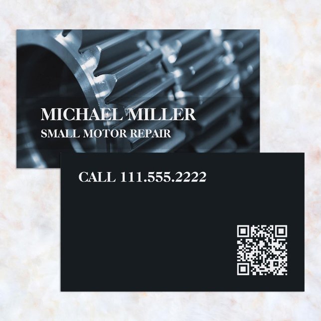 Anpassningsbar QR - reparation av små motorer Visitkort (QR Small Engine Repair Business Cards)