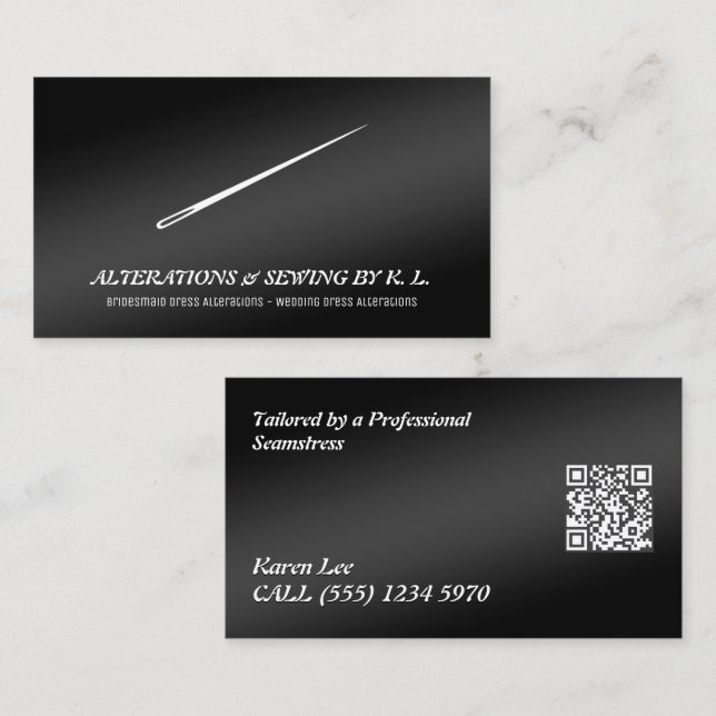 Anpassningsbar QR Sewer Tailoring & Alterations Visitkort (Fram/baksida)