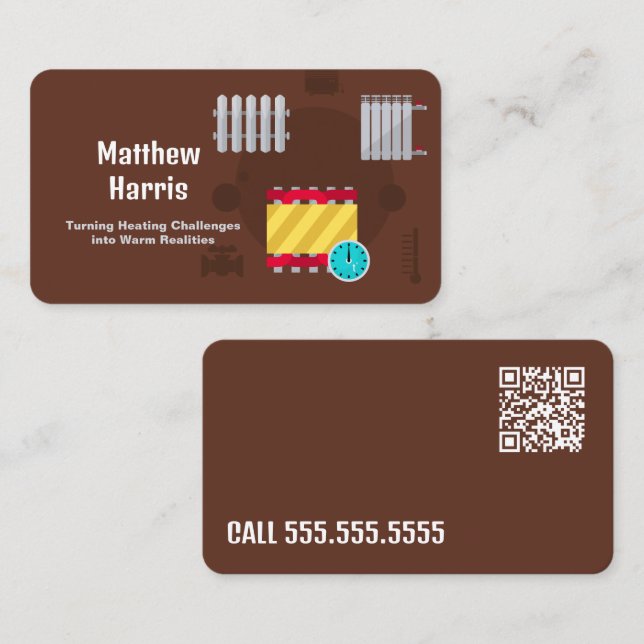 Anpassningsbar QR Uppvärmning Ingenjör Visitkort (Fram/baksida)