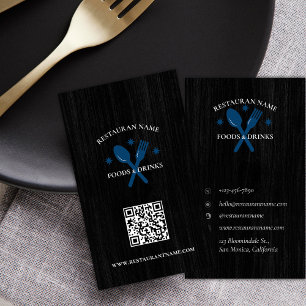 Anpassningsbar QRCode Wood Textured Restaurant Log Visitkort