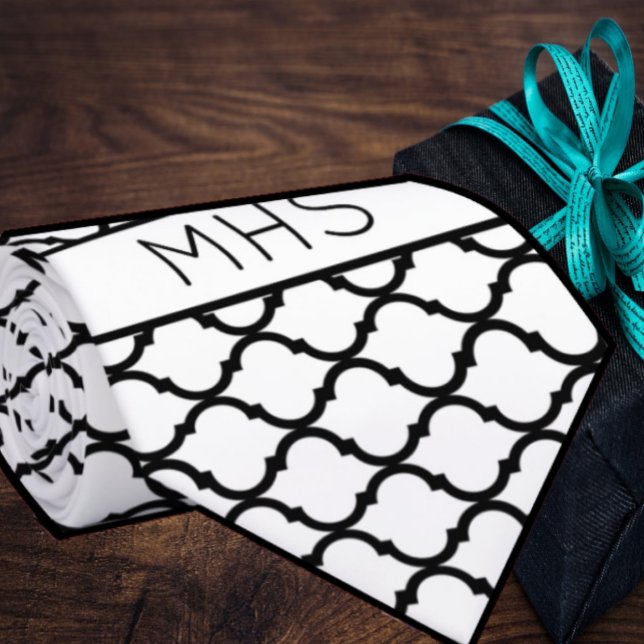 Anpassningsbar Quatrefoil Geometric Monogram White Slips (Skapare uppladdad)