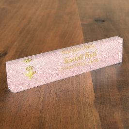 Anpassningsbar QUEEN BEE Ro Glitter Namnskyltinneh