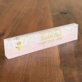 Anpassningsbar QUEEN BEE Ro Guld Marble plate Hold