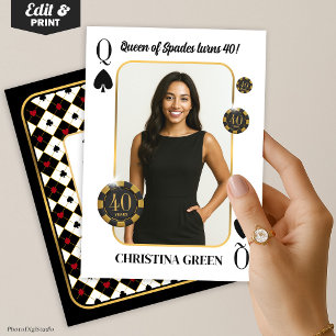 Anpassningsbar Queen of Spades Birthday Inbjudan,  Inbjudningar