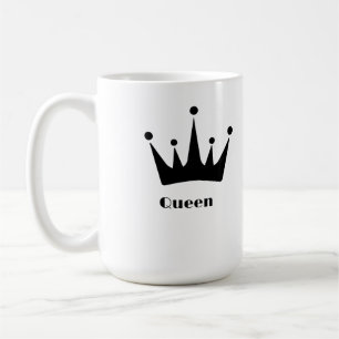 Anpassningsbar Queen Text Black Färg Krona Image C Kaffemugg