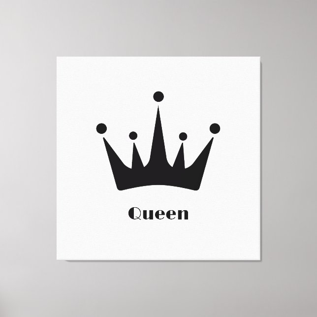 Anpassningsbar Queen Text Black Färg Krona Stretch Canvastryck (Framsida)