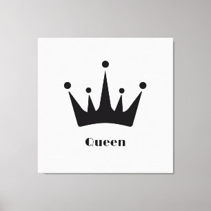 Anpassningsbar Queen Text Black Färg Krona Stretch Canvastryck