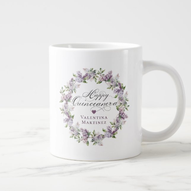 Anpassningsbar Quinceanera Birthday Gift Lila Lila Jumbo Mugg (Höger)