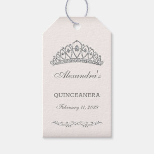 Anpassningsbar Quinceanera för silverglitterTiara Presentetikett