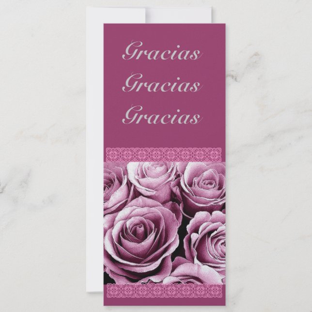 ANPASSNINGSBAR Quinceanera Tack med Rosa ros Inbjudningar (Framsida)