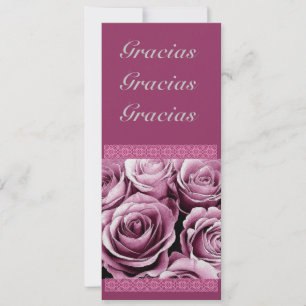 ANPASSNINGSBAR Quinceanera Tack med Rosa ros Inbjudningar