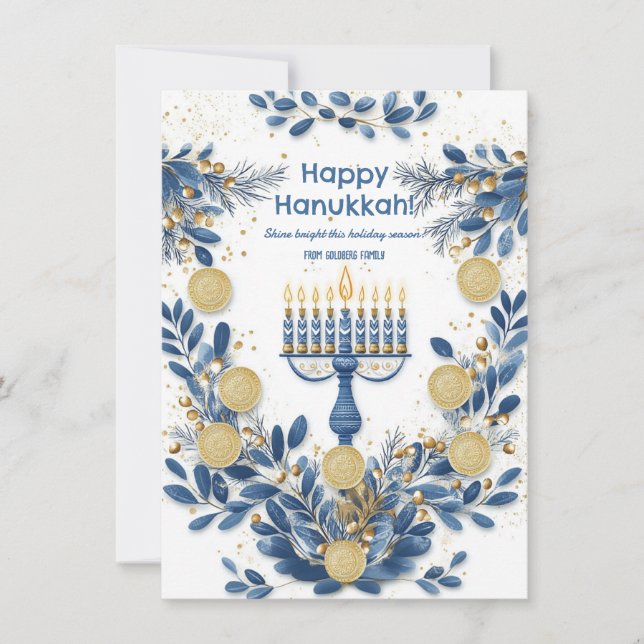 Anpassningsbar Radiant Hanukkah Blooms Julkort (Framsida)