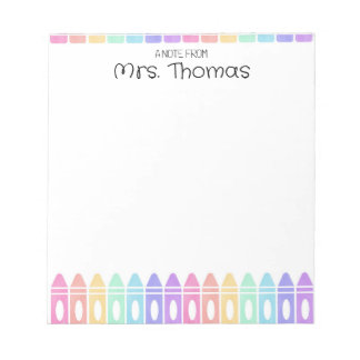 Anpassningsbar Rainbow Crayon Kindergarten Teacher Anteckningsblock