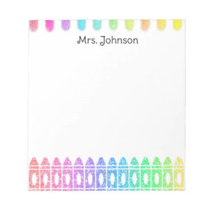 Anpassningsbar Rainbow Crayon Kindergarten Teacher Anteckningsblock