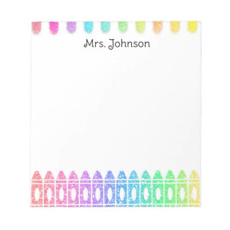 Anpassningsbar Rainbow Crayon Kindergarten Teacher Anteckningsblock