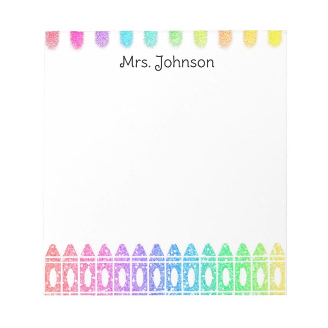 Anpassningsbar Rainbow Crayon Kindergarten Teacher Anteckningsblock (Framsida)