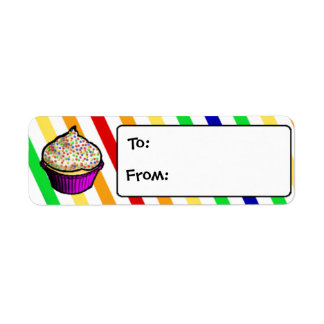 Anpassningsbar Rainbow Cupkaka Gift-Märkre Returadress Etikett