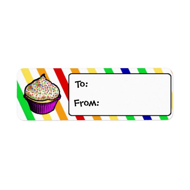 Anpassningsbar Rainbow Cupkaka Gift-Märkre Returadress Etikett (Framsidan)