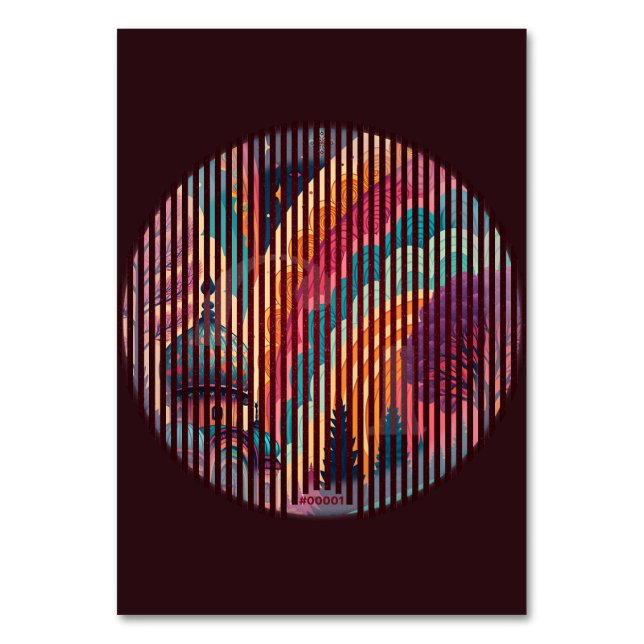 Anpassningsbar Rainbow Dome Bord Card - Mörk Editi Bordsnummer (Framsidan)