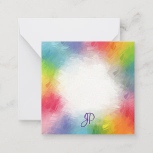 Anpassningsbar Rainbow Färg Calligraphed Monogramm Anteckningskort