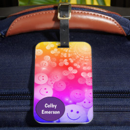 Anpassningsbar Rainbow Färg Lycklig Smiles Lila Bu Bagagebricka