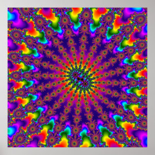 Anpassningsbar Rainbow Fractal Burst Poster