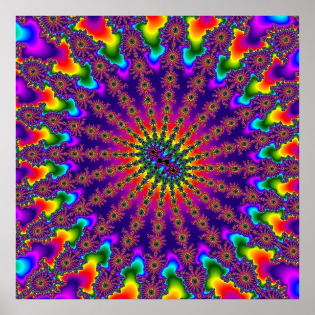 Anpassningsbar Rainbow Fractal Burst Poster (Framsidan)
