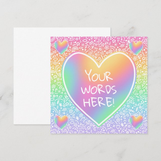 Anpassningsbar Rainbow Hearts Doodles Card (Fram/baksida)