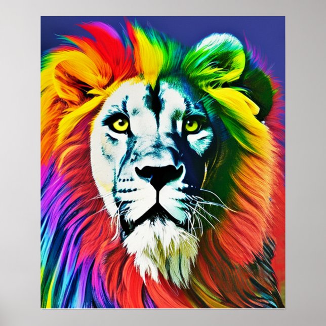 Anpassningsbar Rainbow Lejon Poster, Personlig Rag Poster (Framsidan)