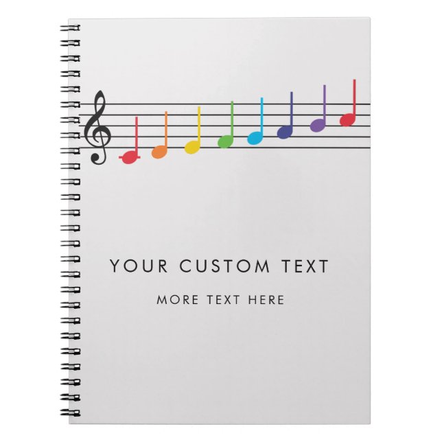 Anpassningsbar Rainbow Musik noter Teacher Elegant Anteckningsbok (Framsidan)