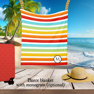 Anpassningsbar Rainbow Stripe Monogram Fleece Blan