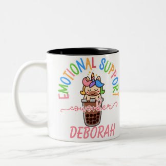 Anpassningsbar Rainbow Unicorn Work Bestie Coffee Två-Tonad Mugg