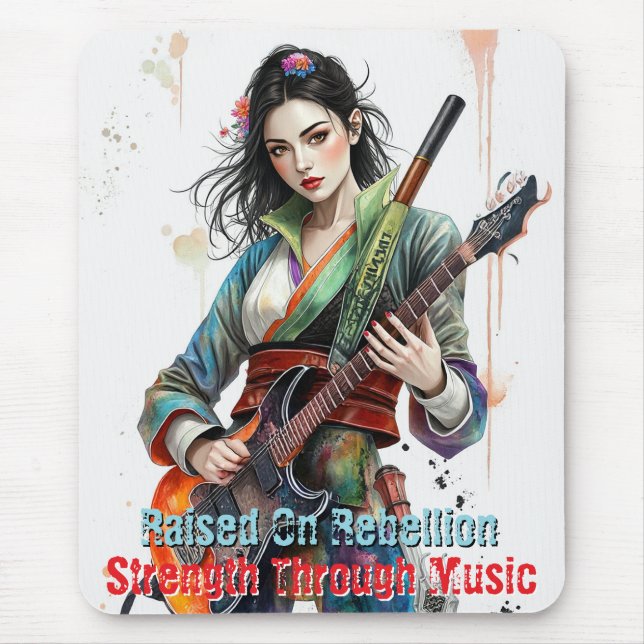 Anpassningsbar Rainbow Warrior Girl Guitarist Art  Musmatta (Framsidan)