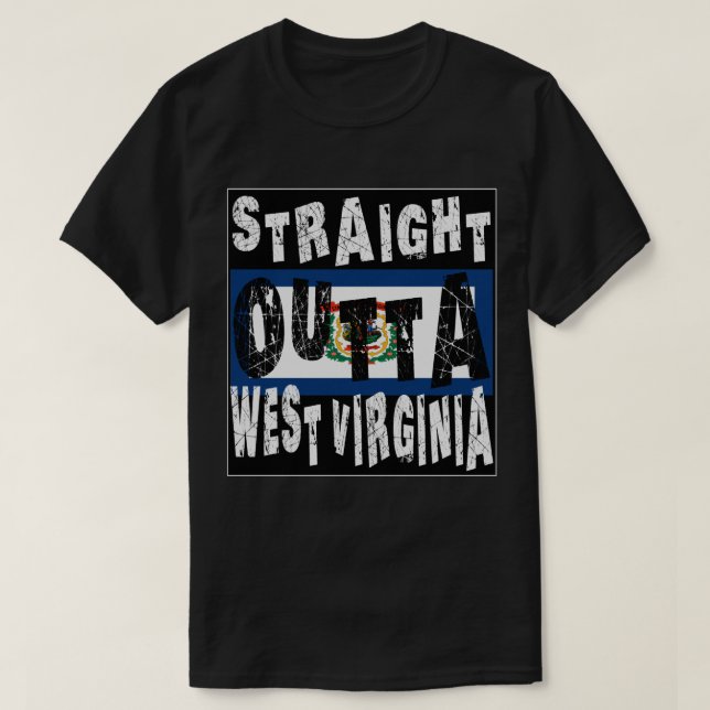 ANPASSNINGSBAR Rak Outta Väster Virginia Meme Tee (Design framsida)