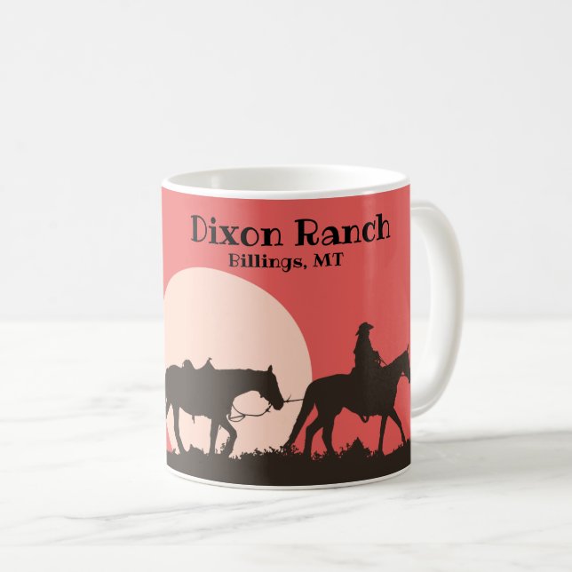 Anpassningsbar Ranch Cowboy Horse Westerna Himlar- Kaffemugg (Framsida höger)
