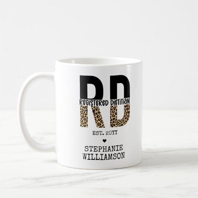 Anpassningsbar RD Registrerad Dietitian Cheetah Pr Kaffemugg (Vänster)