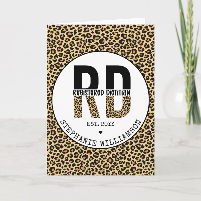 Anpassningsbar RD Registrerad Dietitian Cheetah Pr Kort (Framsida)