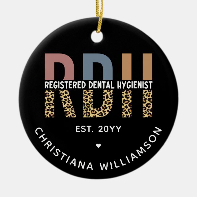 Anpassningsbar RDH-registrerade tandhygienismgåvor Julgransprydnad Keramik (Framsidan)