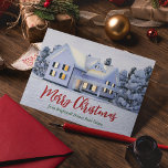 Anpassningsbar Real Gods Company jul Winter House Julkort<br><div class="desc">Detta vackra anpassningsbar riktiga gods helgdag-kort är perfekt för ett realbolag i norr. Det vackra vita snö linjer,  träd och huset på det här vinterfotot. En sfärare kan behålla God jul i skript för röd grönt eller anpassa med sina egna säsonhälsningar. Lägg till ditt personlig-meddelande på baksidan.</div>