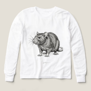 Anpassningsbar realistisk mus skiss pojkar långärm t shirt